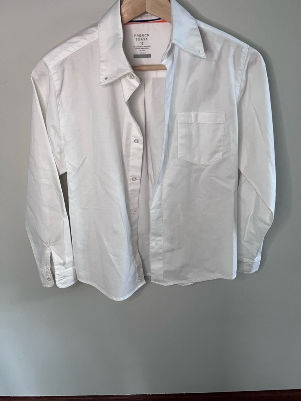 French Toast Boys White Long Sleeve Oxford Button Down School Uniform Shirt 12